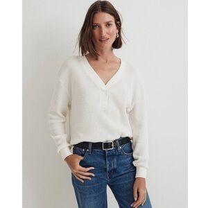 Madewell Antique Cream Brushed Waffle V-Neck Tee Size XS